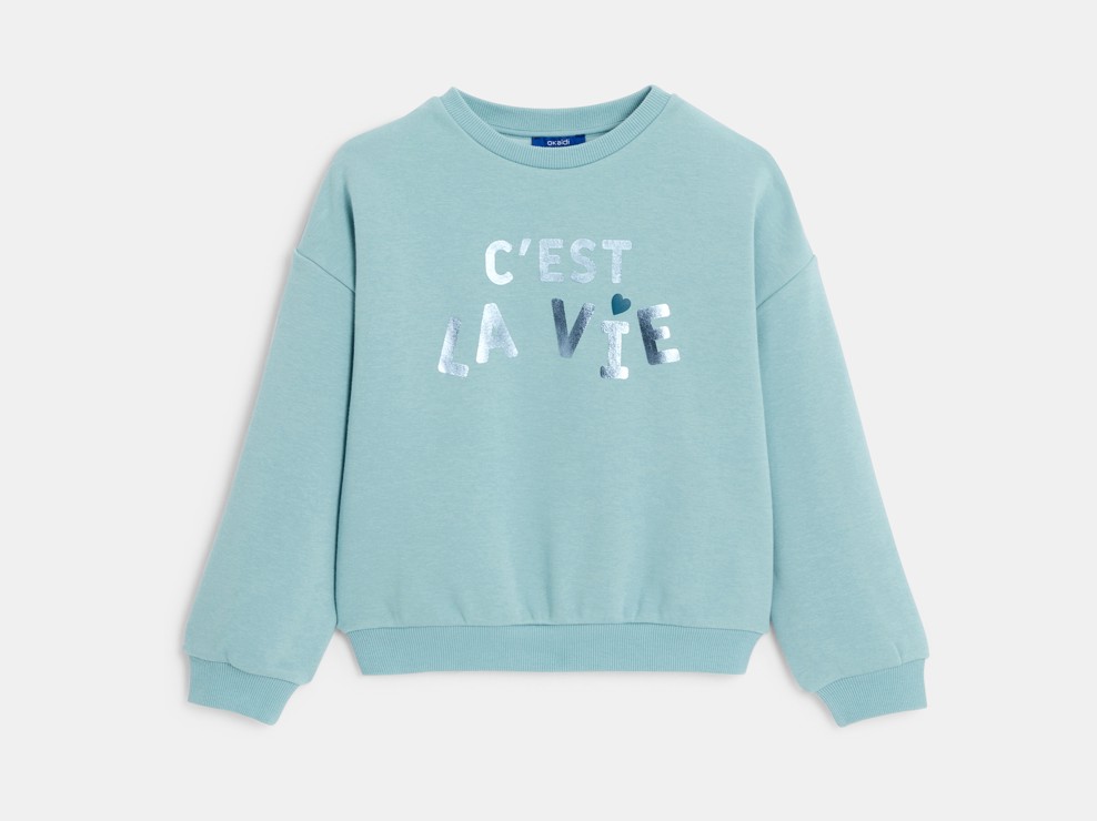 Blauw sweatshirt met opschrift voor meisjes 1
