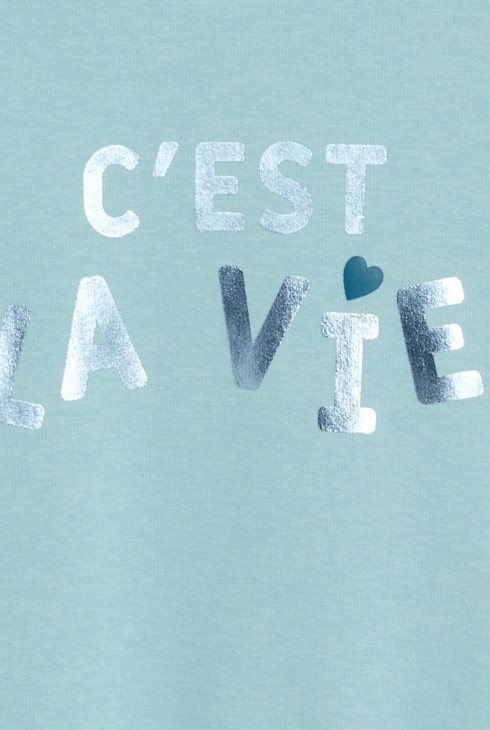 Dessuadora amb missatge metal·litzada blau nena 2