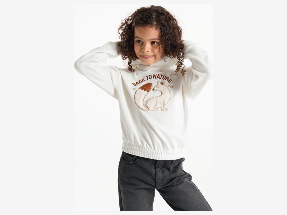 Sudadera blanca motivo ardilla niña 1