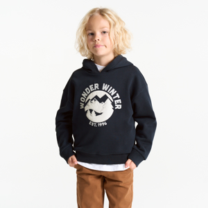 Sweat-shirt à capuche motif brodé marine Garçon 1