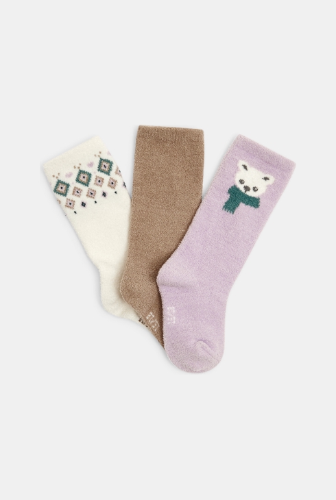 Chaussettes hautes bouclettes mauve bébé fille