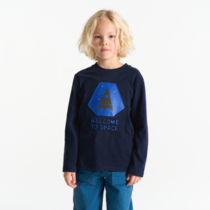 Marineblauw T-shirt met raketmotief voor jongens 1