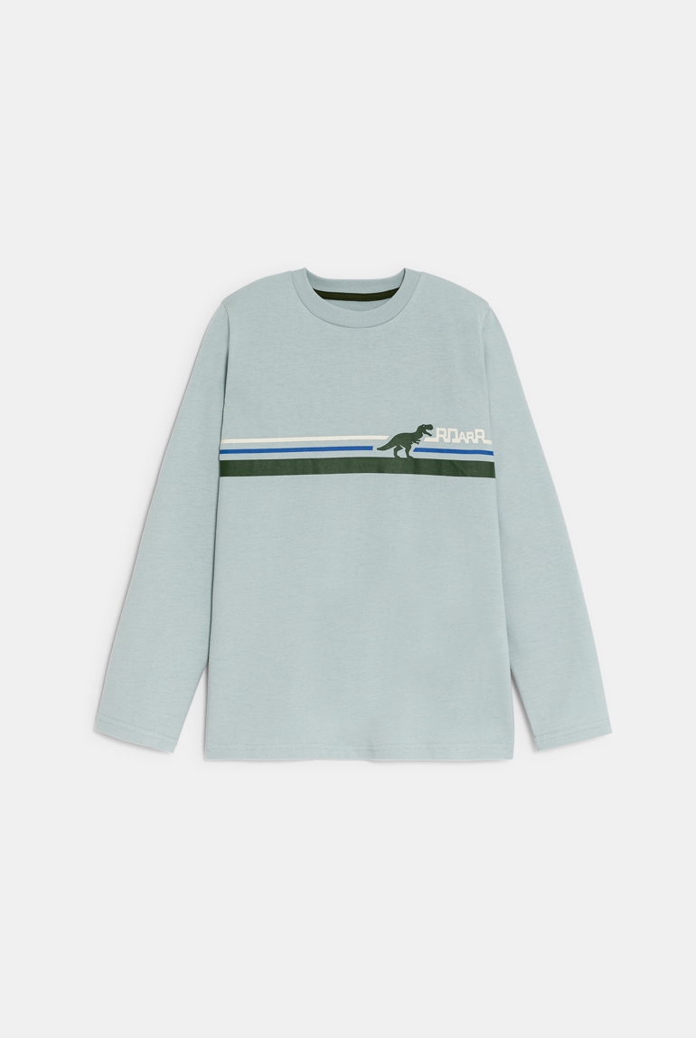 Camiseta motivo dinosaurio azul gris niño 1