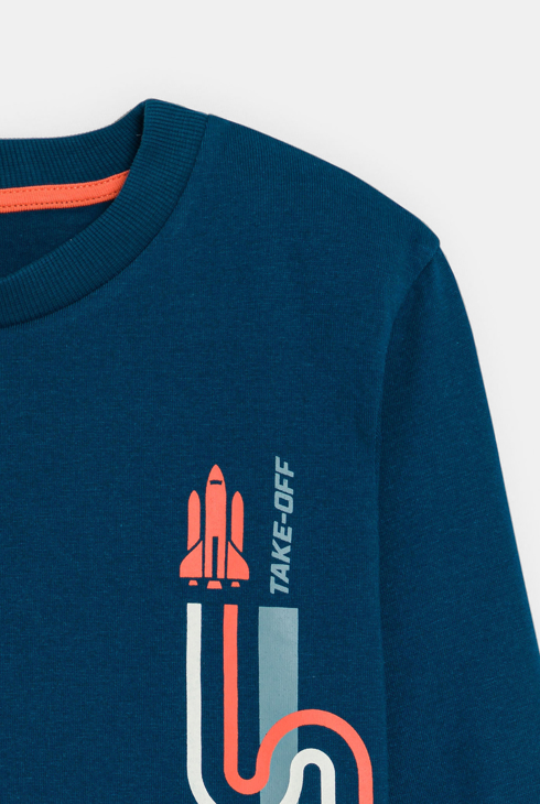 T-shirt motif fusée bleu marine Garçon