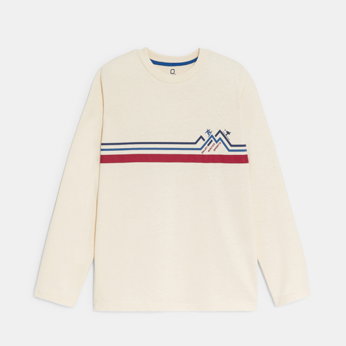 T-shirt Motif Montagne Beige Garçon - Blanc Meringue - 4A - OKAIDI