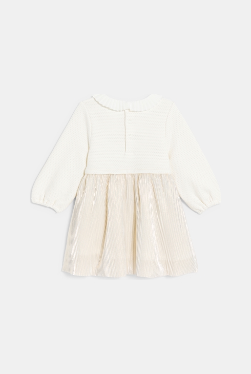 Robe bi-matière chic rose bébé fille