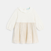 Robe bi-matière chic rose bébé fille