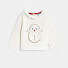 Pull maille tricot bonhomme de neige blanc bébé fille