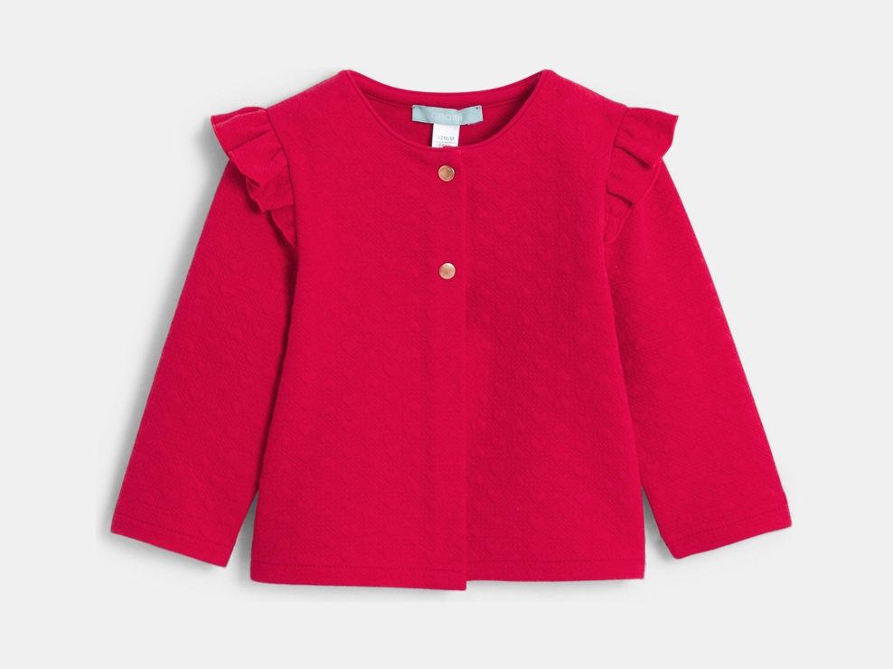 Gilet coton fantaisie cœurs rouge bébé fille 1