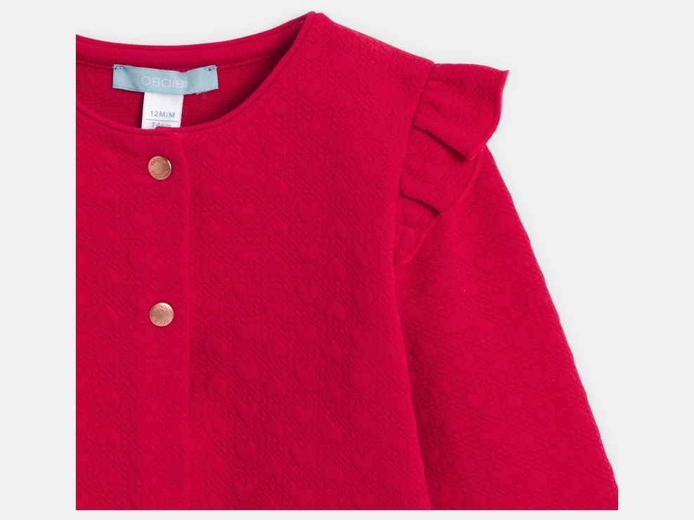 Gilet coton fantaisie cœurs rouge bébé fille 2