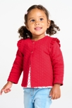 Gilet coton fantaisie cœurs rouge bébé fille 1