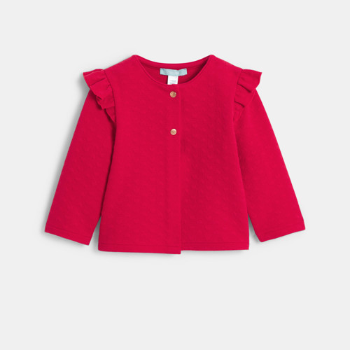 Gilet Coton Fantaisie Cœurs Rouge Bébé Fille - Rouge Garance - 12M - OBAIBI
