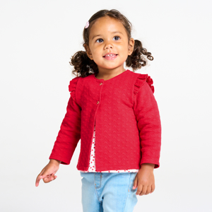 Gilet coton fantaisie cœurs rouge bébé fille 1