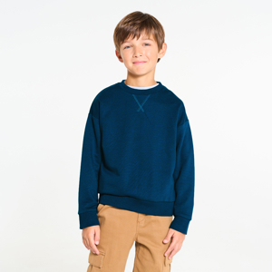 Effen marineblauw sweatshirt voor jongens 1