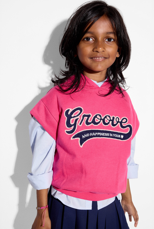 Sweat-shirt sans manches rose Fille 1