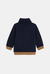 Blaues Sweatshirt aus Fleece mit Schalkragen und Bär Kleinkind Junge 4
