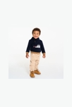 Blaues Sweatshirt aus Fleece mit Schalkragen und Bär Kleinkind Junge 5