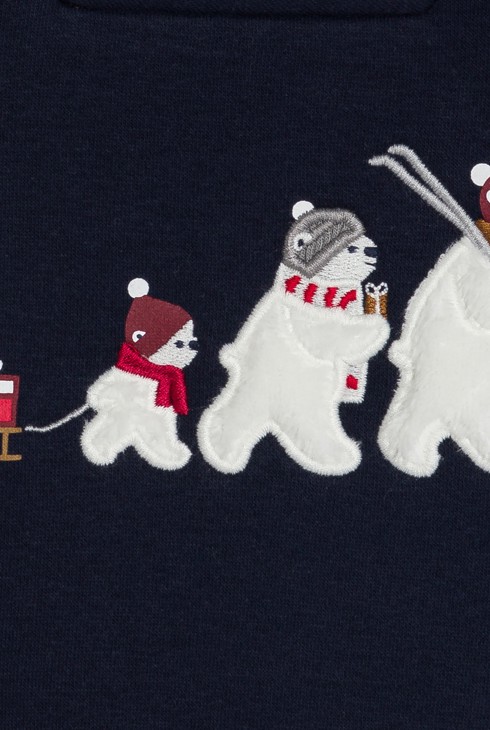 Sweat col châle polaire ours bleu bébé garçon 2