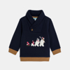 Sweat col châle polaire ours bleu bébé garçon