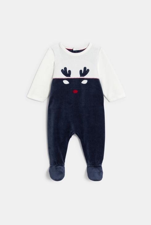Dors-bien velours renne bleu bébé garçon 1