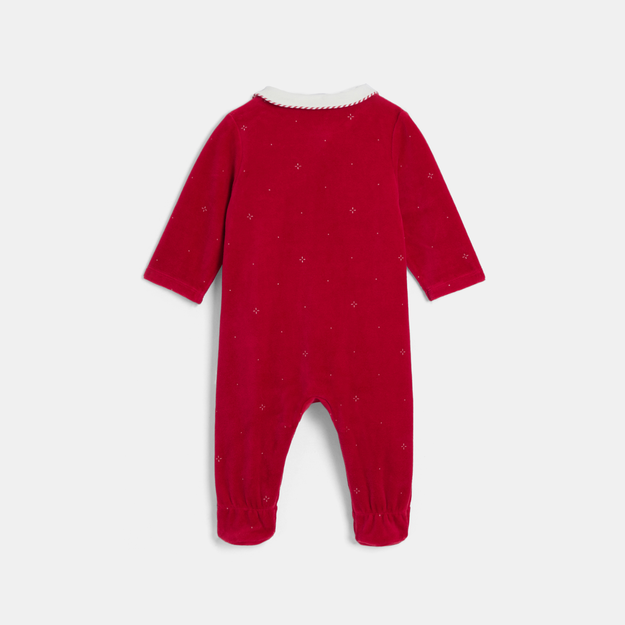 Baby girl s red shining star velvet sleepsuit Okaidi Obaibi