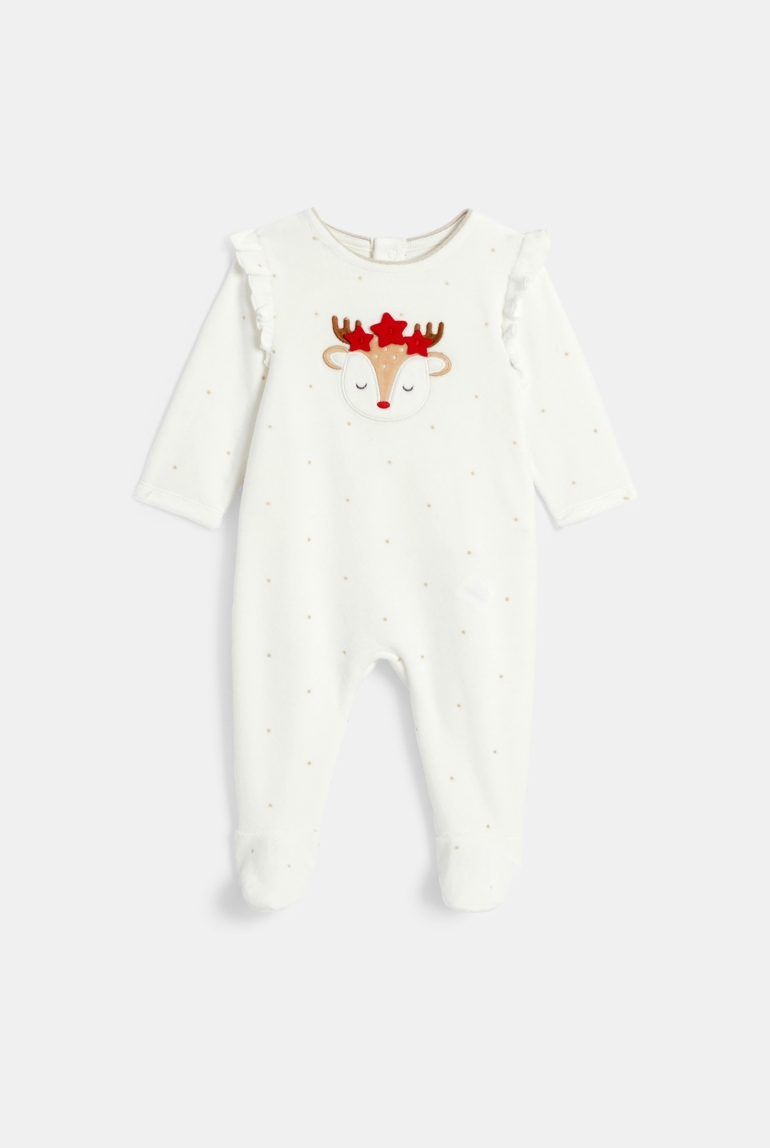 Dors-bien velours faon blanc et brillant bébé fille 1