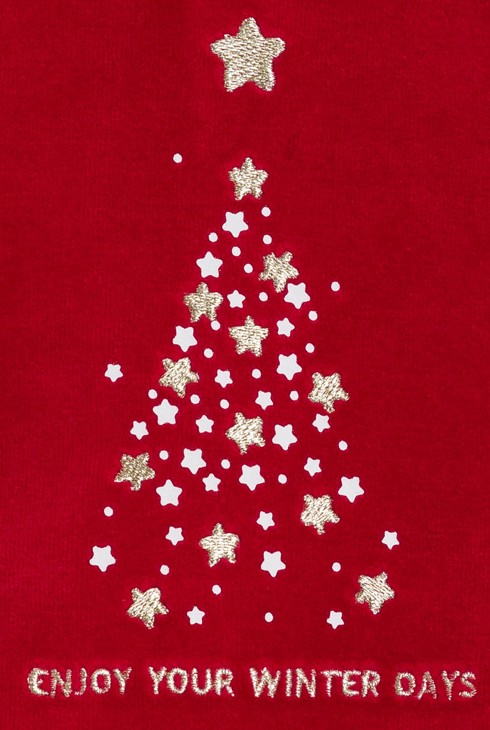 Roter Baby-Pyjama aus Samt und Flanell für Mädchen 2