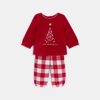 Pyjama velours et flanelle rouge bébé fille