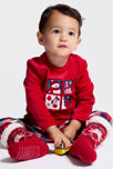Pyjama velours et flanelle rouge bébé garçon 1