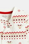 Combi molleton jacquard renne rouge bébé garçon 3