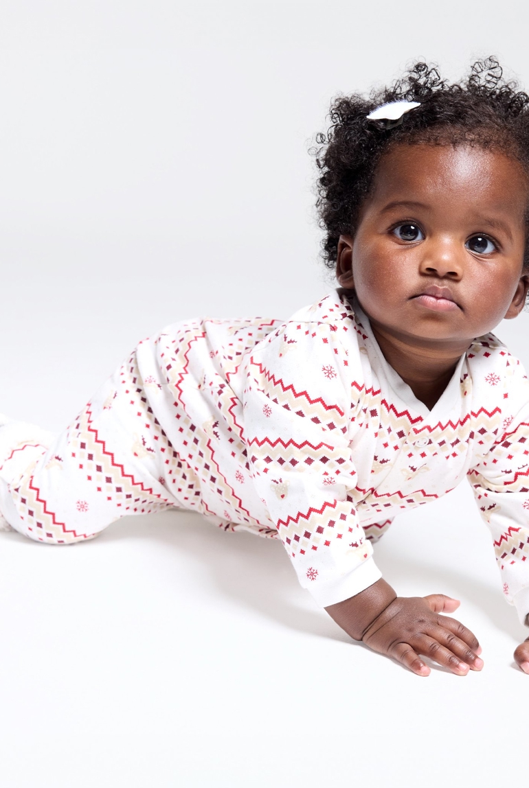Combi molleton jacquard renne rouge bébé garçon 1