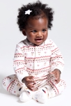 Combi molleton jacquard renne rouge bébé garçon 4