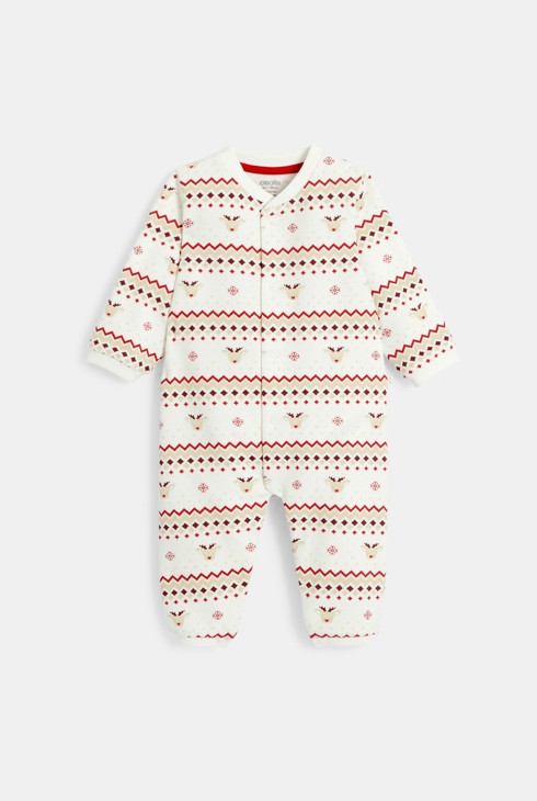 Overall aus Molton und Jacquard mit rotem Rentier Kleinkind Junge 2