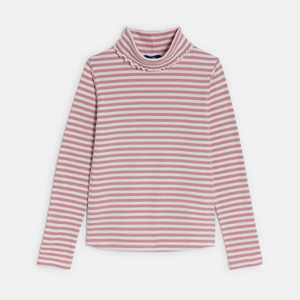 Girl's pink striped ribbed undershirt 1