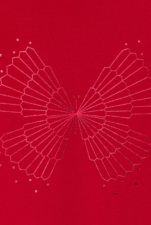 T-shirt col roulé motif pailleté rouge Fille