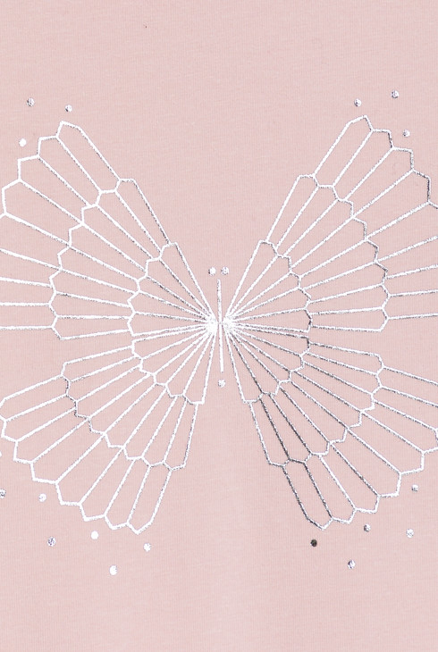 Girl's pink polo-neck T-shirt with sequin motif 2