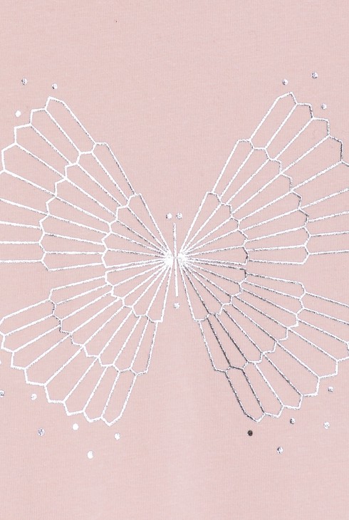 Girl's pink polo-neck T-shirt with sequin motif 2