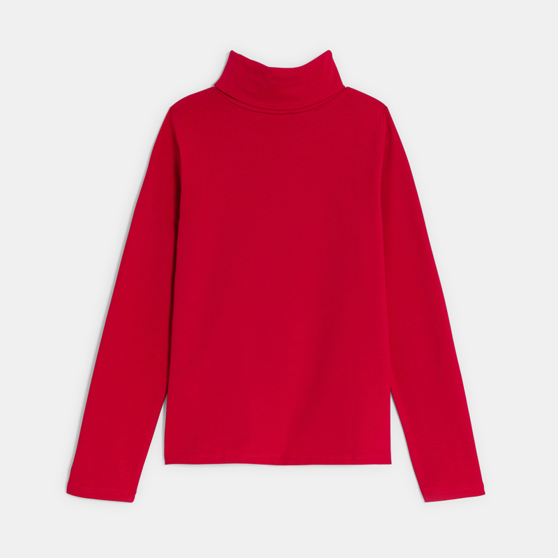T shirt dolcevita rossa con motivo paillettes per bambina Okaidi Obaibi