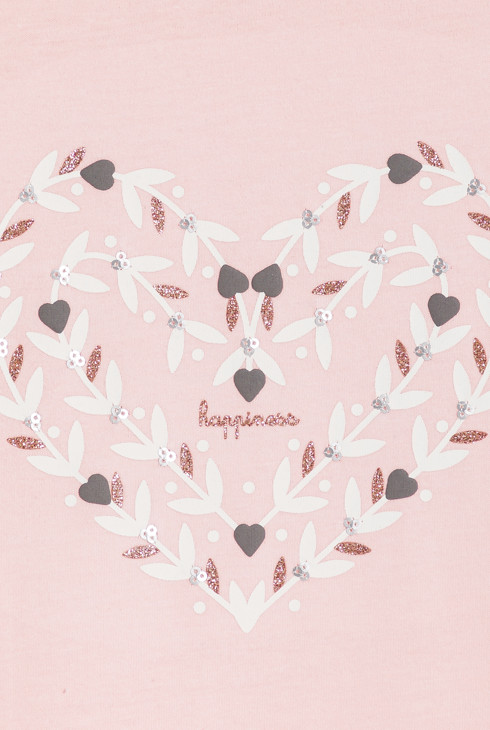 Pastelroze T-shirt met hartmotiefje voor meisjes 2