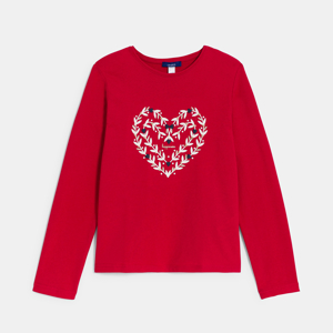 Rood T-shirt met hartmotiefje voor meisjes 1