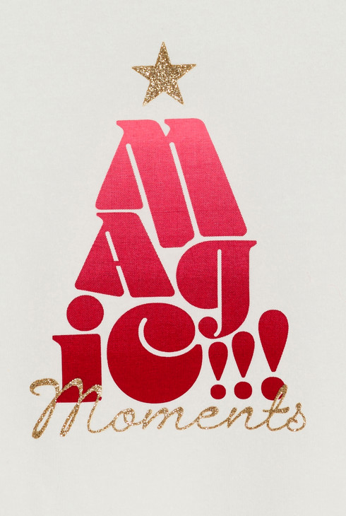 Girl's white Christmas motif T-shirt 2