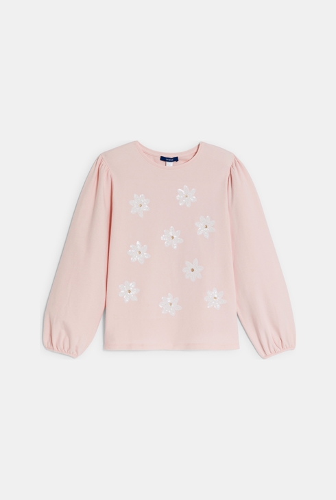 T-shirt motif en sequins rose pastel Fille