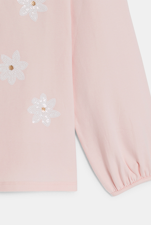 Pastellrosa T-Shirt mit Paillettenmuster für Mädchen 2