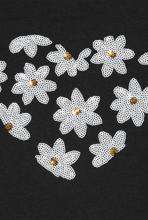 Girl's black T-shirt with sequin motif 2