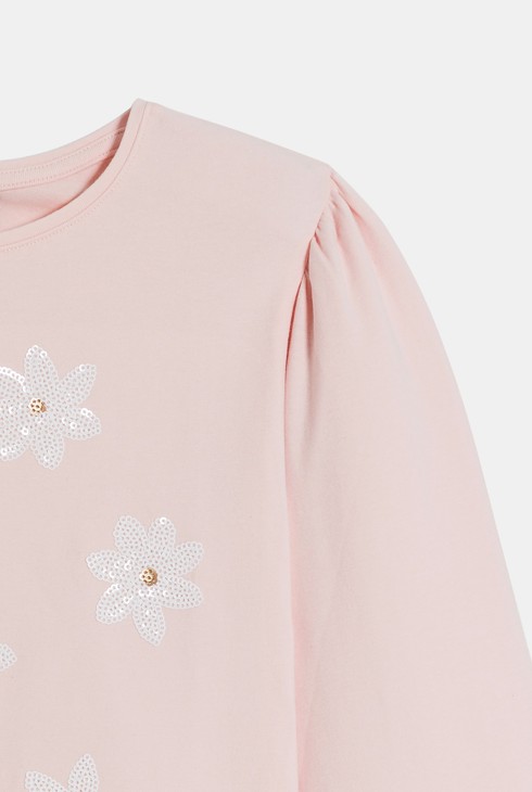 T-shirt motif en sequins rose pastel Fille 2