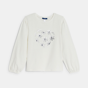 T-shirt motif en sequins blanc Fille 1