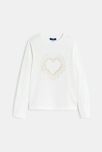 T-shirt motif cœur doré blanc Fille