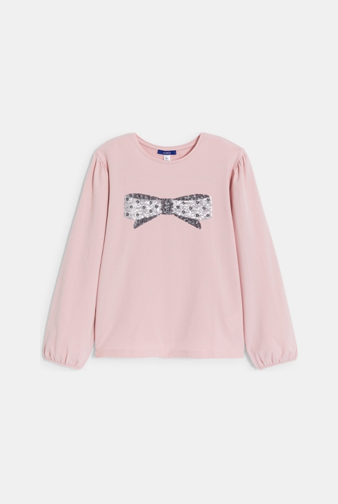 T-shirt à sequins rose Fille
