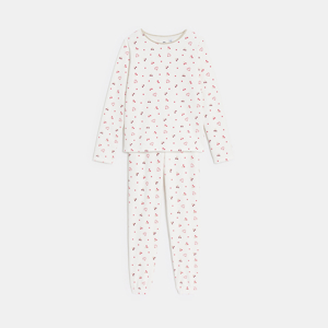 Tweedelige witte pyjama van velours voor meisjes 1