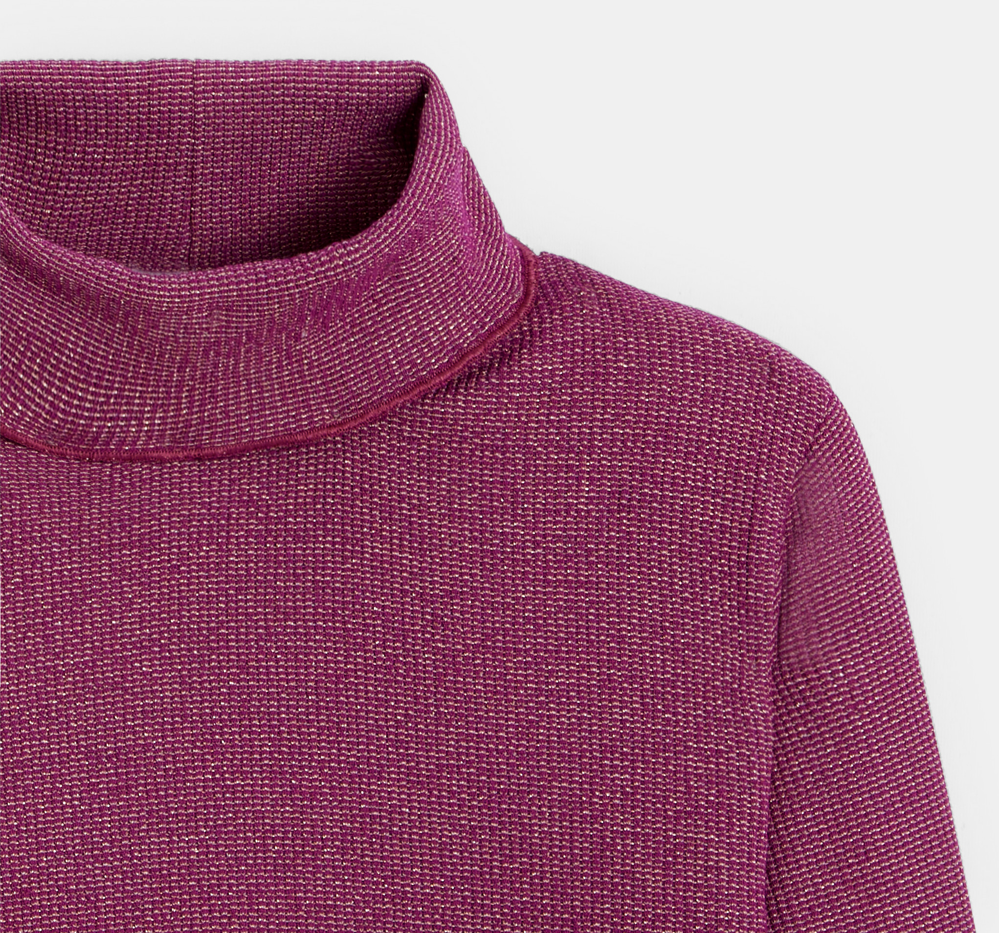 Girl's pink iridescent ribbed polo neck T-shirt 2